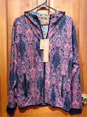 TALLIA Sport Black & Red Paisley Zip-Front Track Jacket~Sz M~$148~